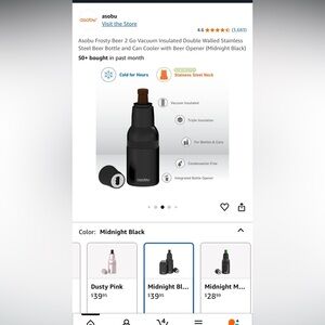 Midnight Black Beer Bottle and Can Cooler